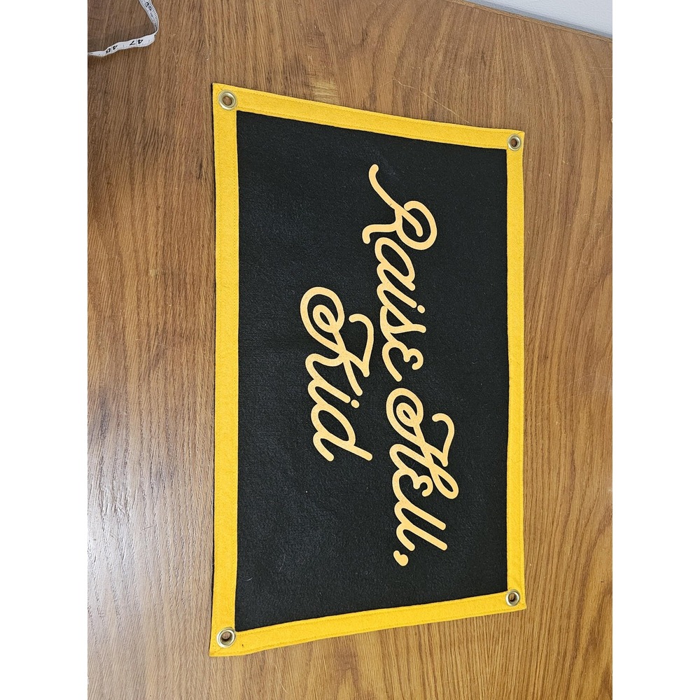 Oxford Pennant Raise Hell Kid Black Gold Wall Banner Felt Sign Decor USA